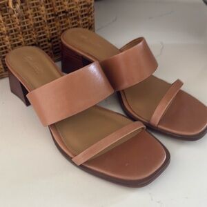 Madewell Chunky Heel Leather Tan Sandals 8.5